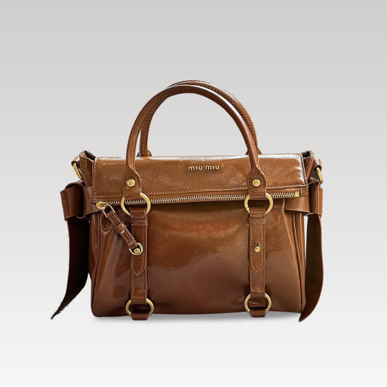 MIUMIU oil wax leather motorcycle bag